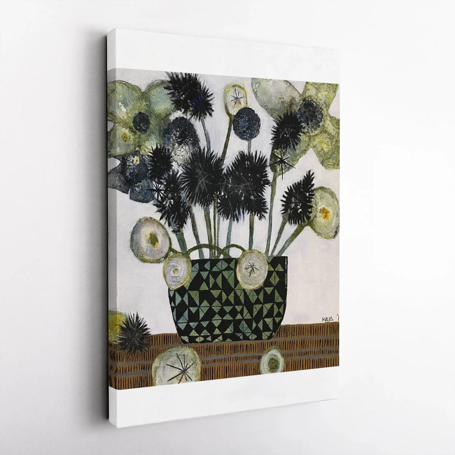Black Thistle Canvas Wall Art | Modern Botanical Painting Print | Premium Thick Gallery Canvas | Unique Home Decor Gift