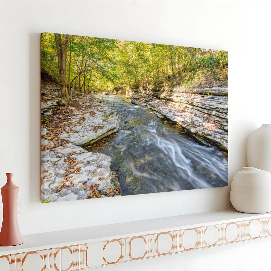 Forest Creek Landscape Horizontal Canvas | Scenic Rocky Stream Photo | Premium 1.25 Inch Gallery Wrap | Serene Nature Wall Art Gift for Home or Office Decor