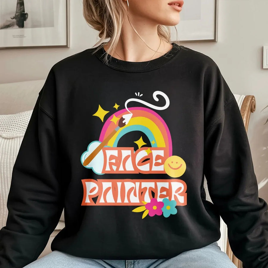Face Painter Sweatshirt | Retro Rainbow Graphic Tee | Soft Cotton Shirt | Gift for Face Painting Artist