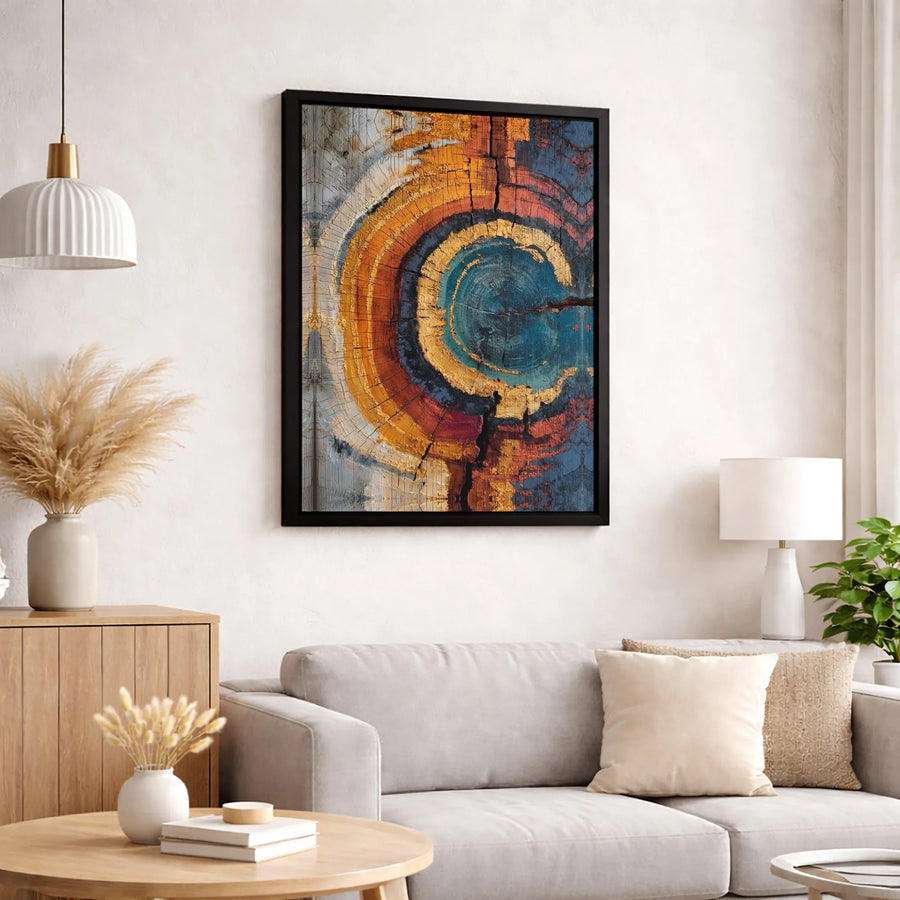 Abstract Tree Rings Wall Art | Colorful Wood Cross Section Canvas | Gallery Quality Fade Resistant Print | Modern Home Decor Gift