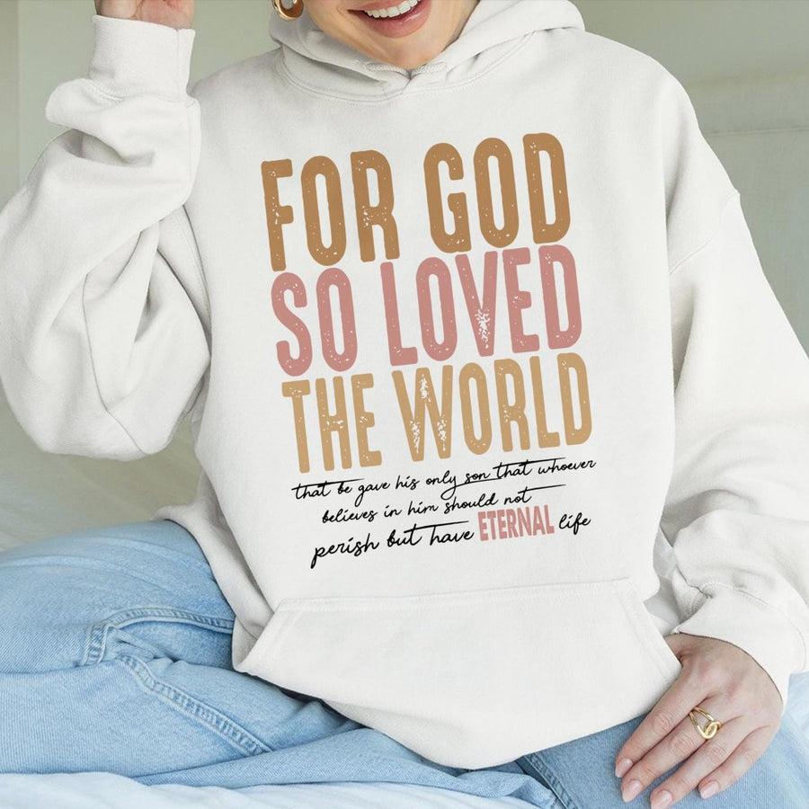 John 3:16 Hoodie | For God So Loved The World Christian Bible Verse | Premium Cotton Blend | Faith Based Religious Gift for Men and Women
