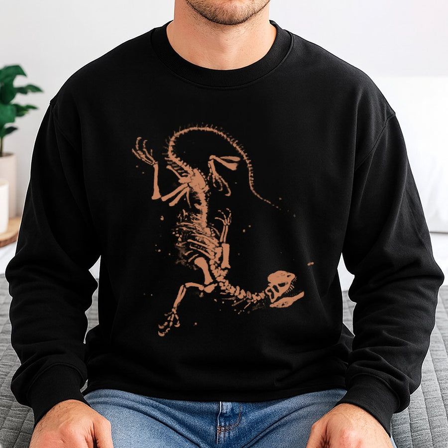 Dinosaur Fossil Sweatshirt | Minimalist Paleontology Graphic | Premium Cotton Blend | Dark Academia Aesthetic Gift for Science Lovers