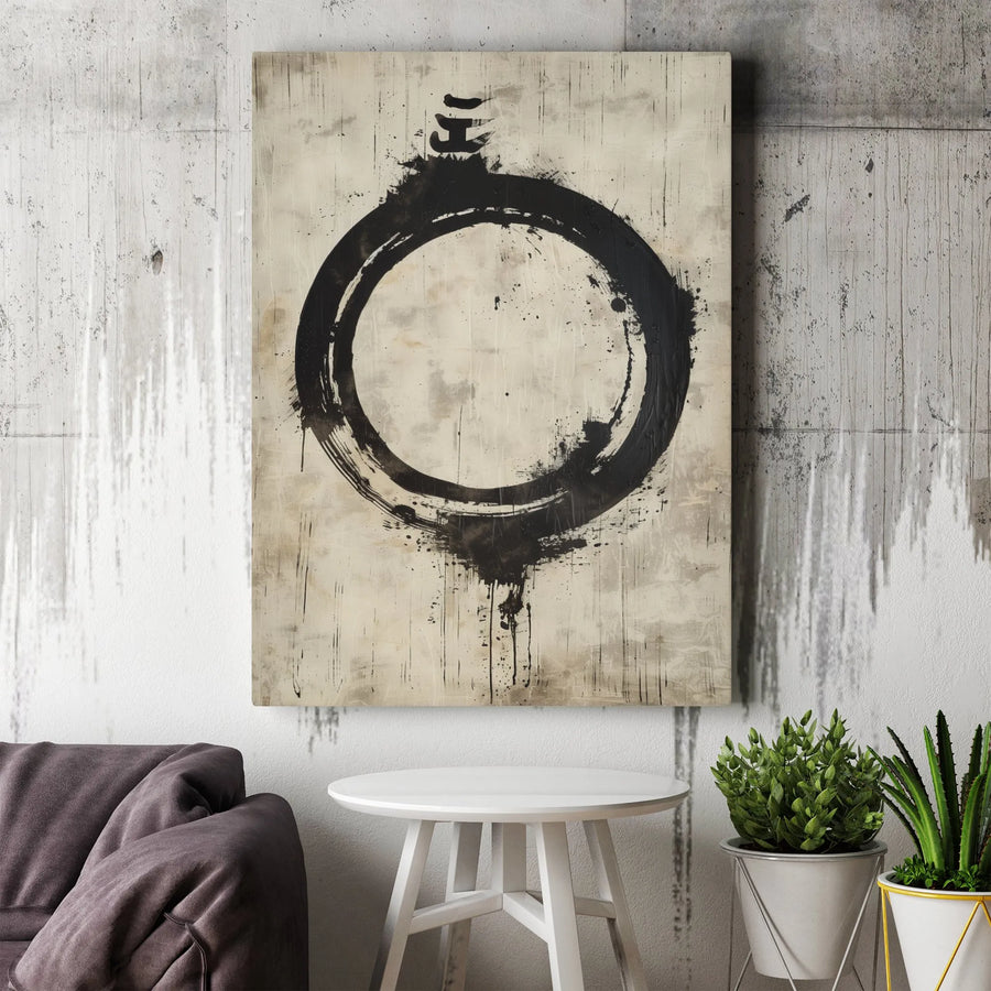 Zen Ensō Circle Canvas Print | Minimalist Japanese Ink Brush Art | Premium Gallery Wrapped Canvas | Spiritual Gift for Yoga & Meditation Room