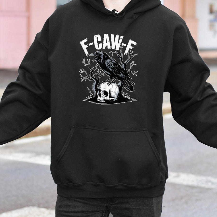 Crow Skull Hoodie | Gothic Raven Bird Graphic | Premium Cotton Blend Unisex Pullover | Spooky Alternative Aesthetic Gift for Men and Women