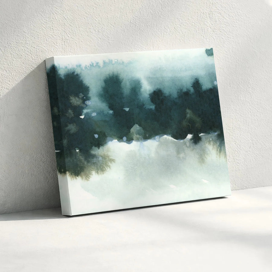 Abstract Forest Canvas Wall Art | Moody Watercolor Tree Line Artwork | Premium Fade-Resistant Print | Modern Lake House Decor Gift