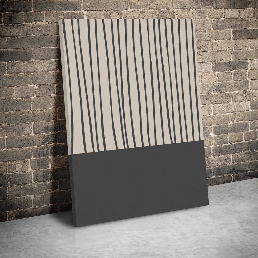 Abstract Minimalist Wall Art | Vertical Stripes and Solid Block Canvas | Premium 1.25" Gallery Wrap | Modern Home Office Decor
