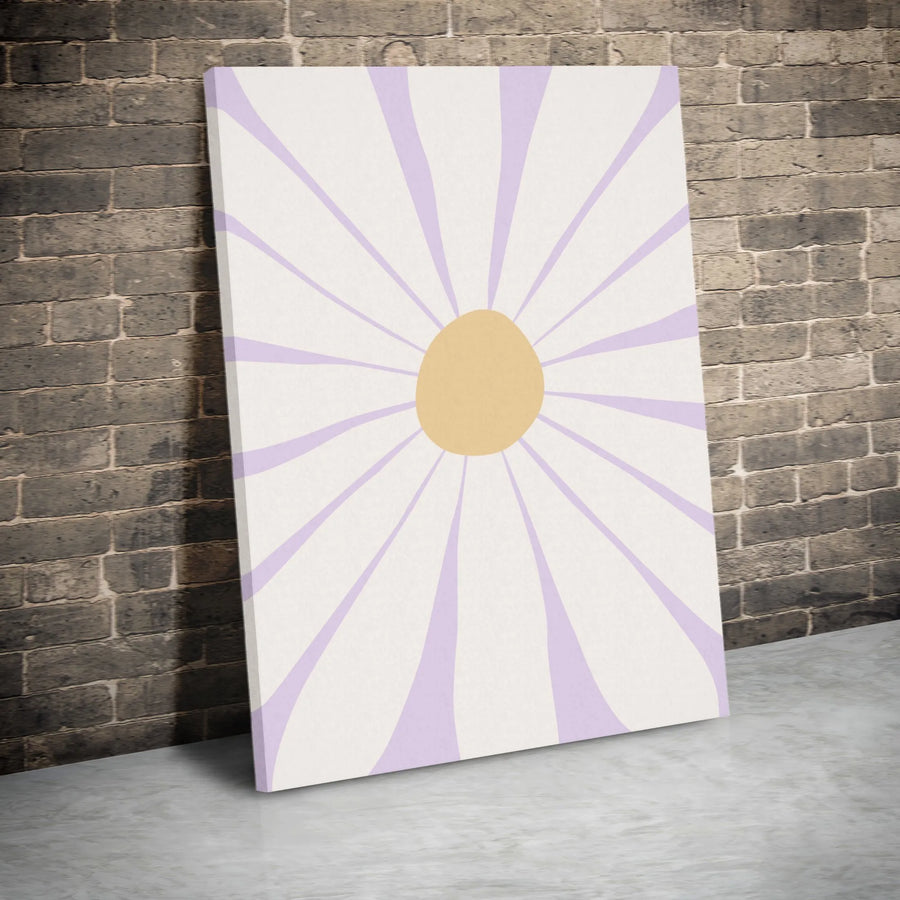 Minimalist Daisy Wall Art | Abstract Pastel Lavender Flower Canvas | Premium Gallery-Wrap Print | Modern Home Decor Gift for Her