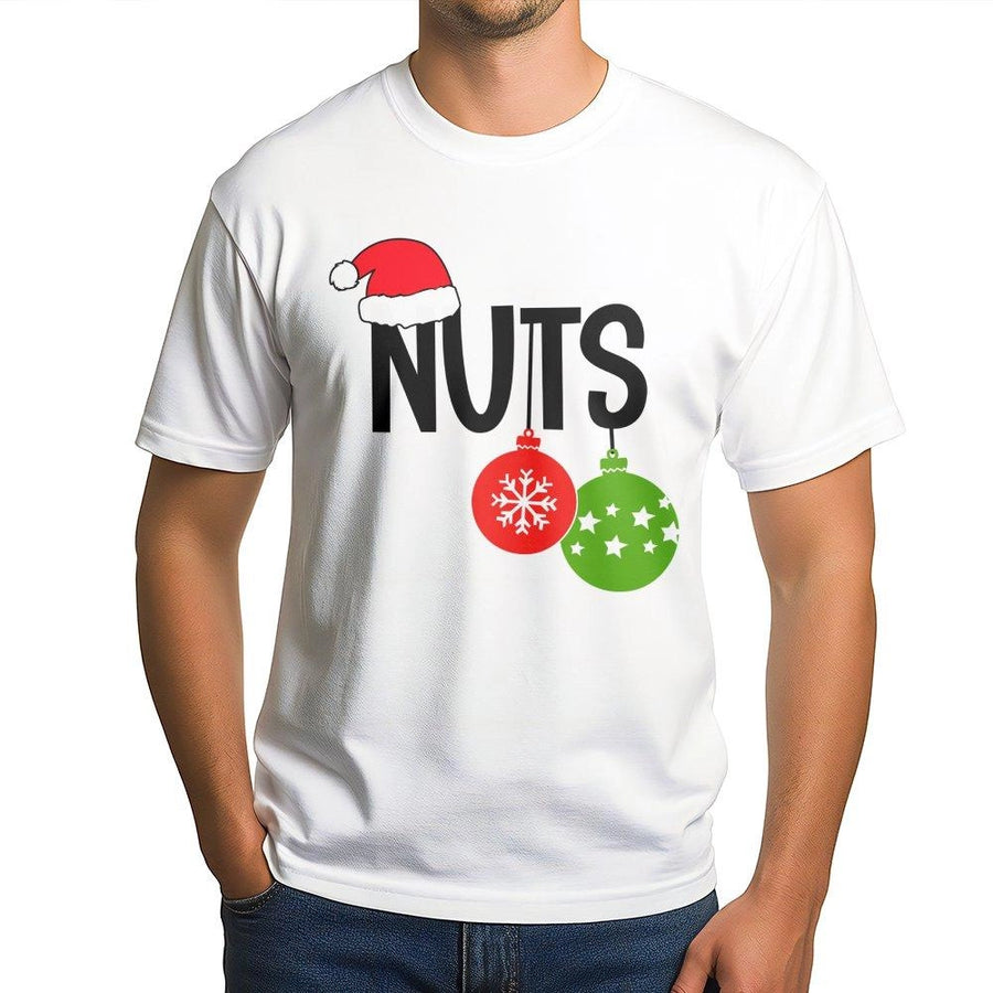Christmas Nuts T-Shirt | Funny Holiday Couple Matching Ornament Design | 100% Cotton Premium Tee | Festive Gift For Him And Her