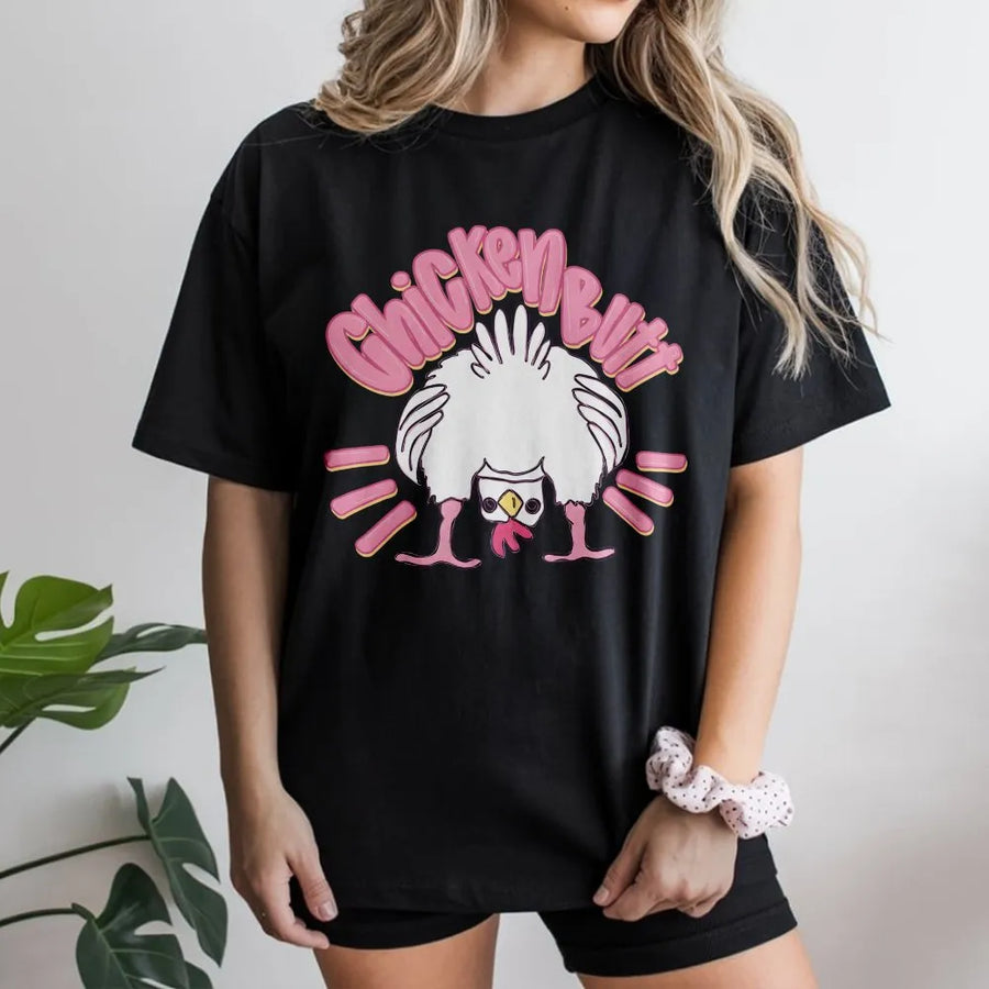 Funny Chicken Butt T-Shirt | Retro Cartoon Chicken Joke Graphic | Premium Cotton Blend Sweatshirt | Humorous Gag Gift for Men & Women