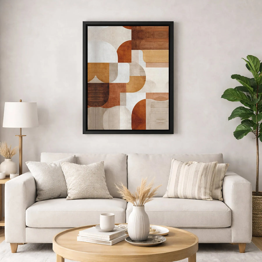 Abstract Geometric Canvas Wall Art | Mid-Century Modern Earth Tone Print | Premium Gallery-Wrapped 1.25" Profile | Sophisticated Home Decor Gift