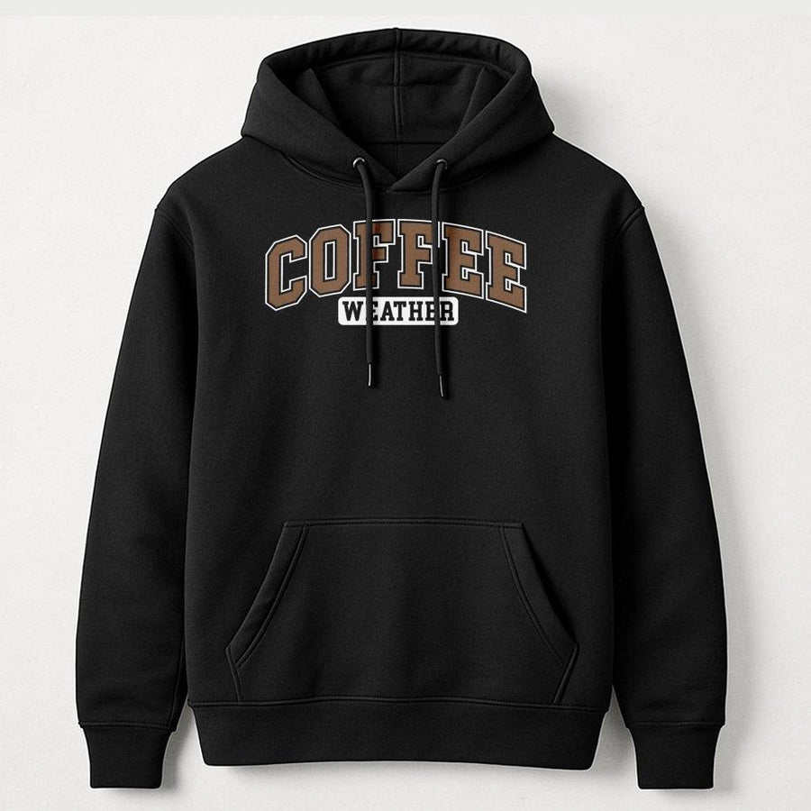 Coffee Weather Hoodie | Varsity Lettering Graphic Print | Premium Cotton Blend | Cozy Fall Gift for Coffee Lovers