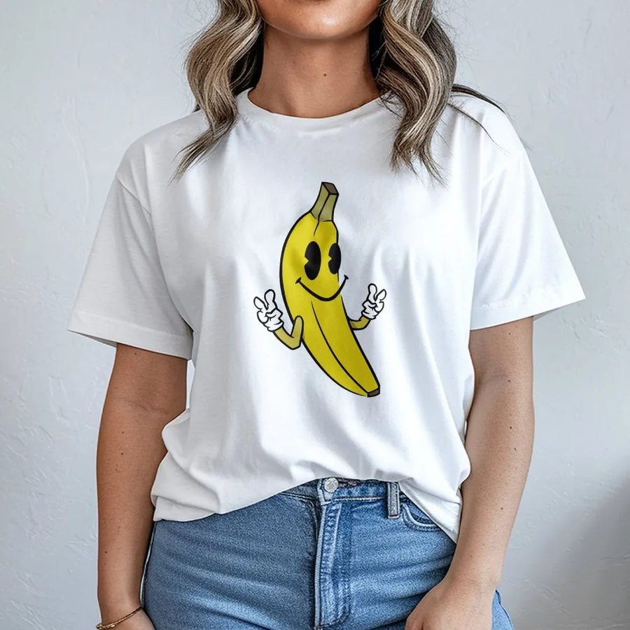 Funny Banana T-Shirt | Retro Cartoon Style Graphic Tee | Premium 100% Cotton Apparel | Cute Fruit Gift for Men and Women