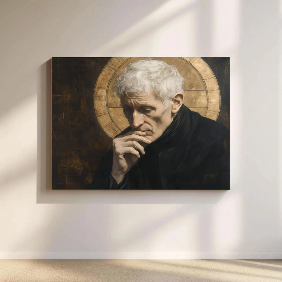 Cardinal John Henry Newman Canvas Wall Art | Pensive Portrait with Golden Halo | Gallery-Wrapped Premium Print | Saintly Home Decor Gift