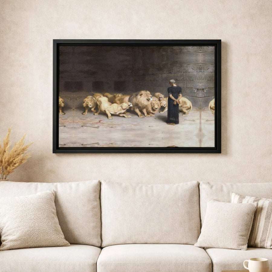 Daniel In The Lions' Den Canvas | Briton Rivière Fine Art Print | Premium 1.25-Inch Gallery Wrap | Biblical Wall Decor For Home Office