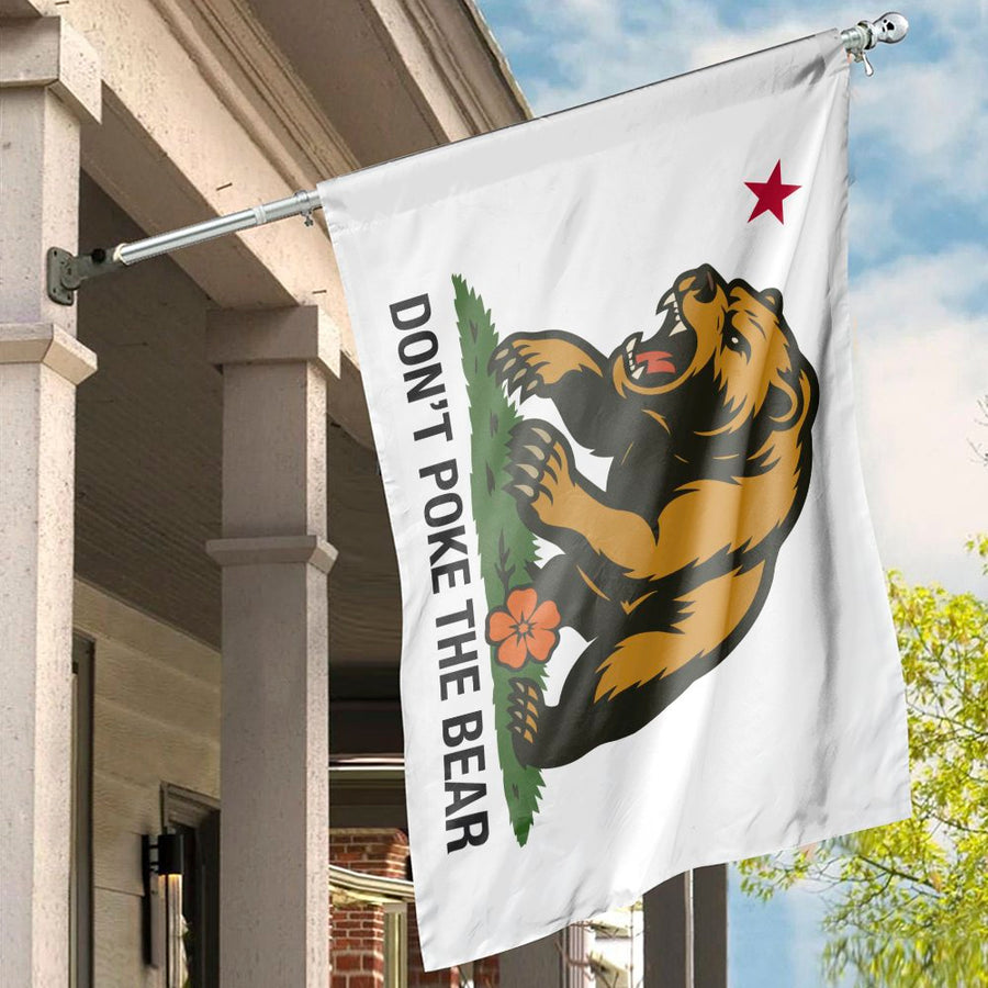 Don't Poke The Bear House Flag | Fierce Grizzly California Style Banner | Premium Weather-Resistant Polyester | Outdoor Garden Decor Gift
