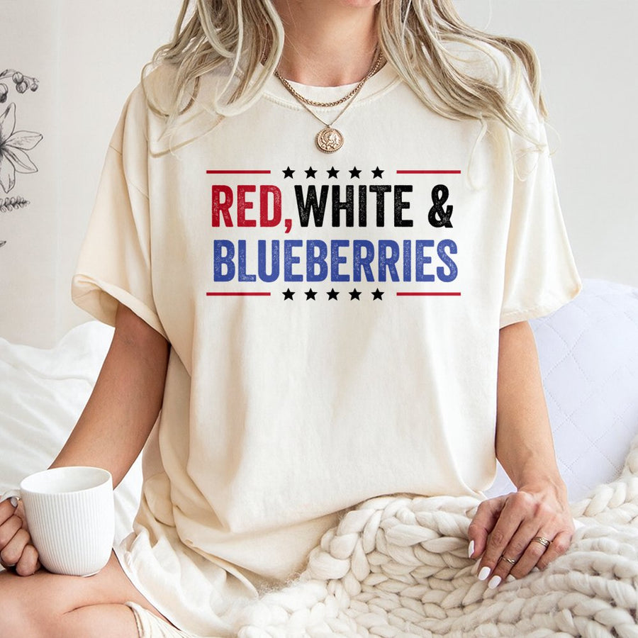 Red White and Blueberries T-Shirt | Patriotic American Flag Graphic | 100% Premium Cotton | 4th of July Gift for Men and Women