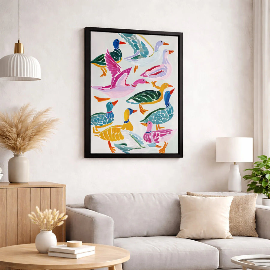 Colorful Abstract Duck Canvas Print | Whimsical Mallard Goose Wall Art | Premium 1.25" Gallery Wrap | Modern Home Decor Gift for Bird Lovers