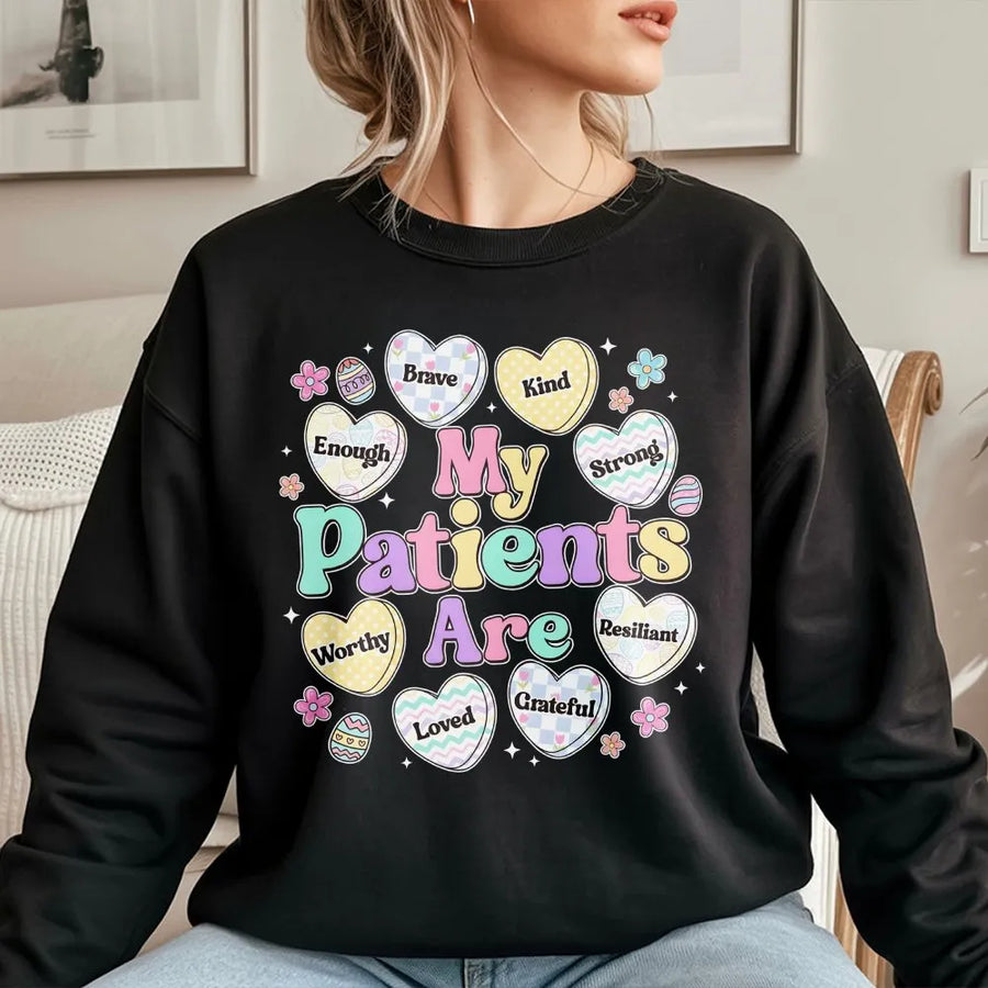 My Patients Are Candy Hearts Sweatshirt | Easter Nurse Appreciation Gift | Premium Cotton-Blend Crewneck | Cute Medical Professional Apparel
