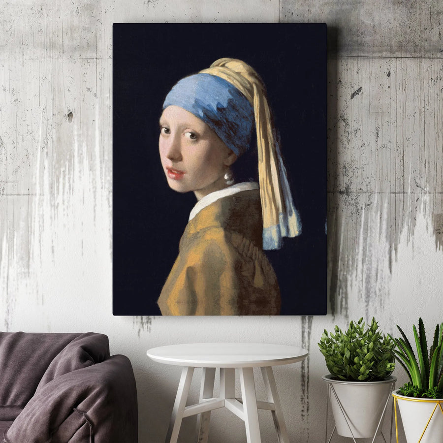 Girl With A Pearl Earring Canvas Print | Vermeer Fine Art Reproduction | 1.25-Inch Gallery Wrapped Wall Decor | Classic Museum Masterpiece Gift