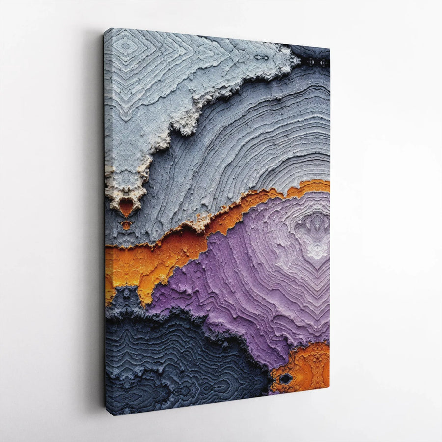 Abstract Geode Canvas Wall Art | 3D Textured Mineral Strata | Gallery Quality Canvas Print | Modern Office & Living Room Decor Gift