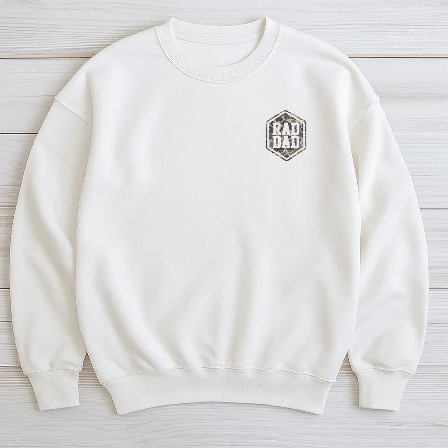 Rad Dad Sweatshirt | Minimalist Camo Hexagon Graphic | Soft Cotton Blend | Father's Day Gift for New Dad