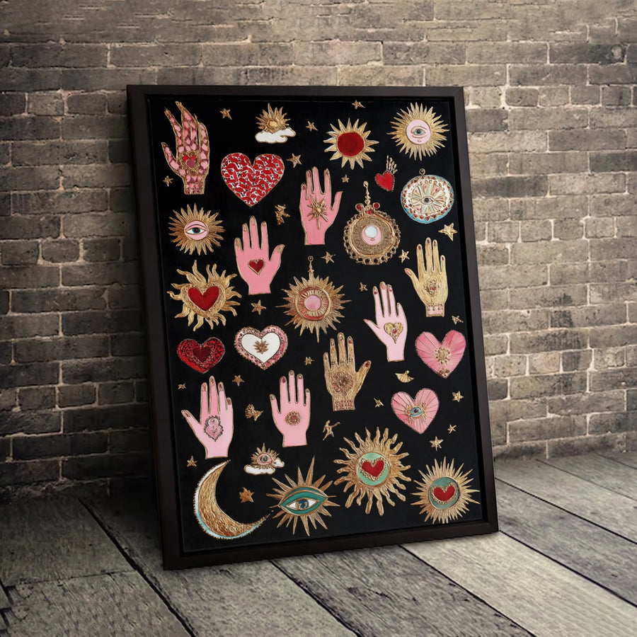 Mystical Symbols Canvas Print | Celestial Boho Wall Art | Premium Fade-Resistant Gallery Wrap | Spiritual Home Decor Gift for Her