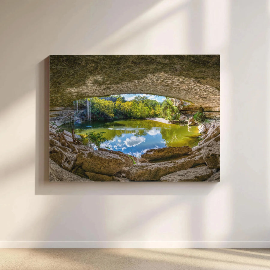 Hamilton Pool Texas Landscape Horizontal Canvas | Cave Grotto Waterfall Wall Art Print | Premium 1.25” Gallery Wrap | Living Room Office Decor Nature Lover Gift