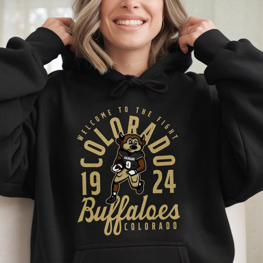 Welcome To The Fight Colorado 1924 Buffaloes With A Football Mascot Hoodie