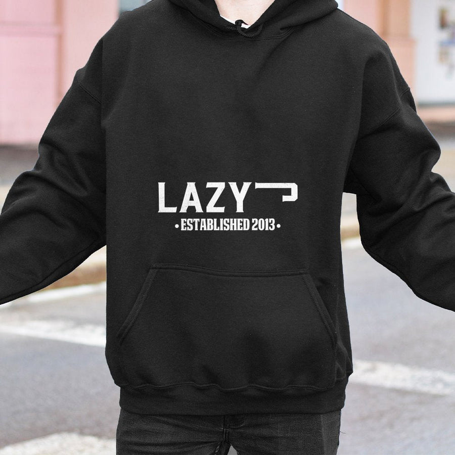 Lazy Established 2013 Graphic Hoodie | Minimalist Streetwear Style | Soft Cotton-Polyester Blend | Premium Casual Gift for Men and Women