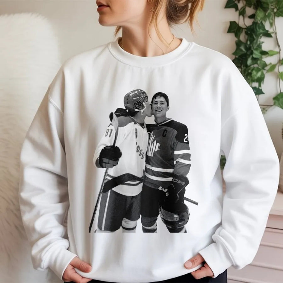 Hockey Rivalry Sweatshirt | Vintage Sports Photography Graphic | Cotton Blend Premium Crewneck | Gift For Hockey Fan And Player