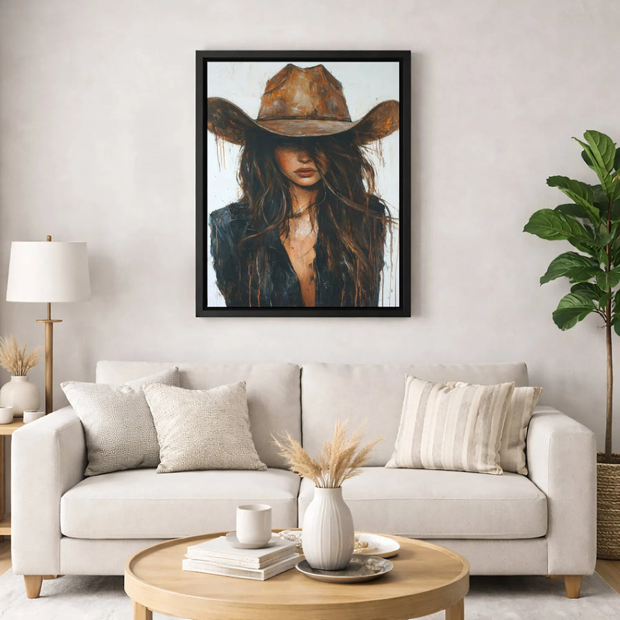 Cowgirl Canvas Wall Art | Impressionist Western Portrait Print | Premium Gallery-Wrapped Decor | Rustic Home Gift for Her