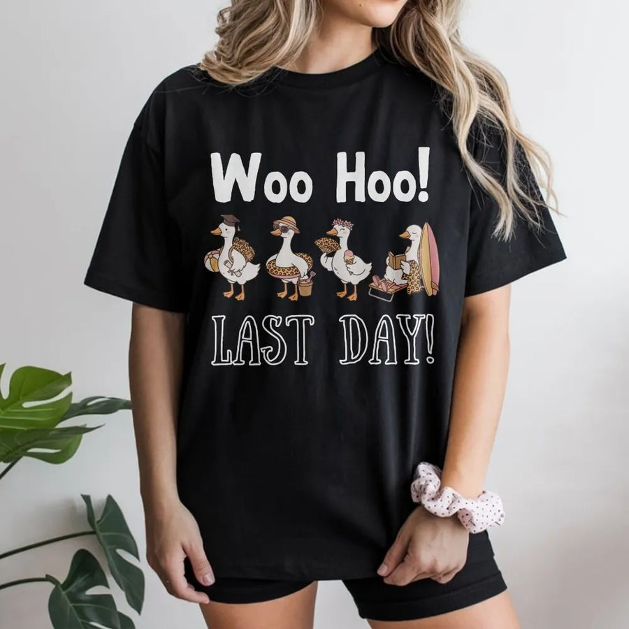 Last Day of School T-Shirt | Funny Woo Hoo Goose Graphic Tee | Premium Cotton Comfort Colors Shirt | Student Teacher Graduation Gift