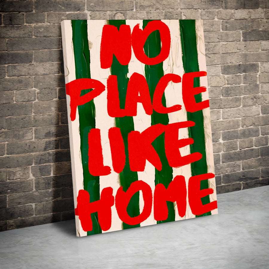 No Place Like Home Canvas Wall Art | Bold Brushstroke Typography | Premium Gallery Quality Print | Modern Living Room Decor Housewarming Gift