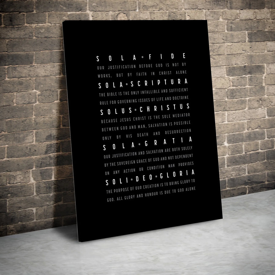 The Five Solas Canvas Wall Art | Reformed Theology Minimalist Decor | Premium Fade-Resistant Print | Protestant Christian Gift for Home Office