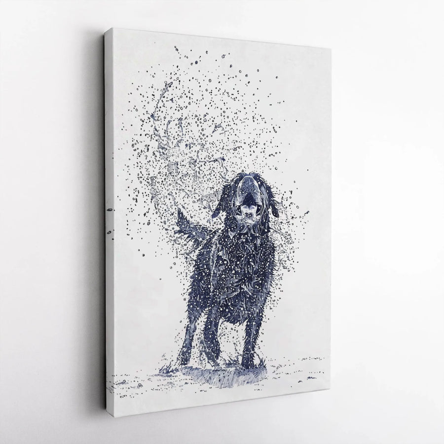 Shaking Dog Canvas Art | Splash Water Sketch Portrait | Premium Gallery Wrapped Decor | Gift for Dog Lovers and Pet Owners