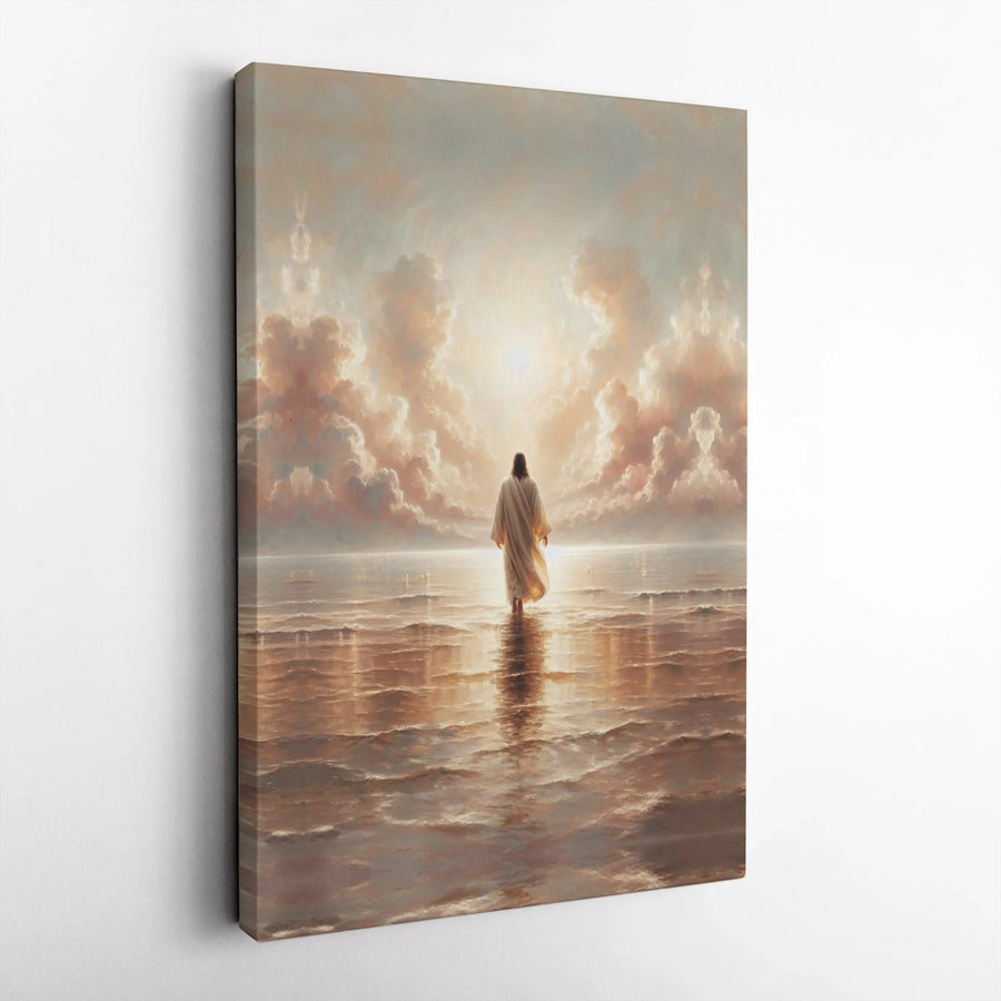 Jesus Walking On Water Canvas Wall Art | Serene Christian Religious Decor | Premium Fade-Resistant Print | Spiritual Home & Office Gift