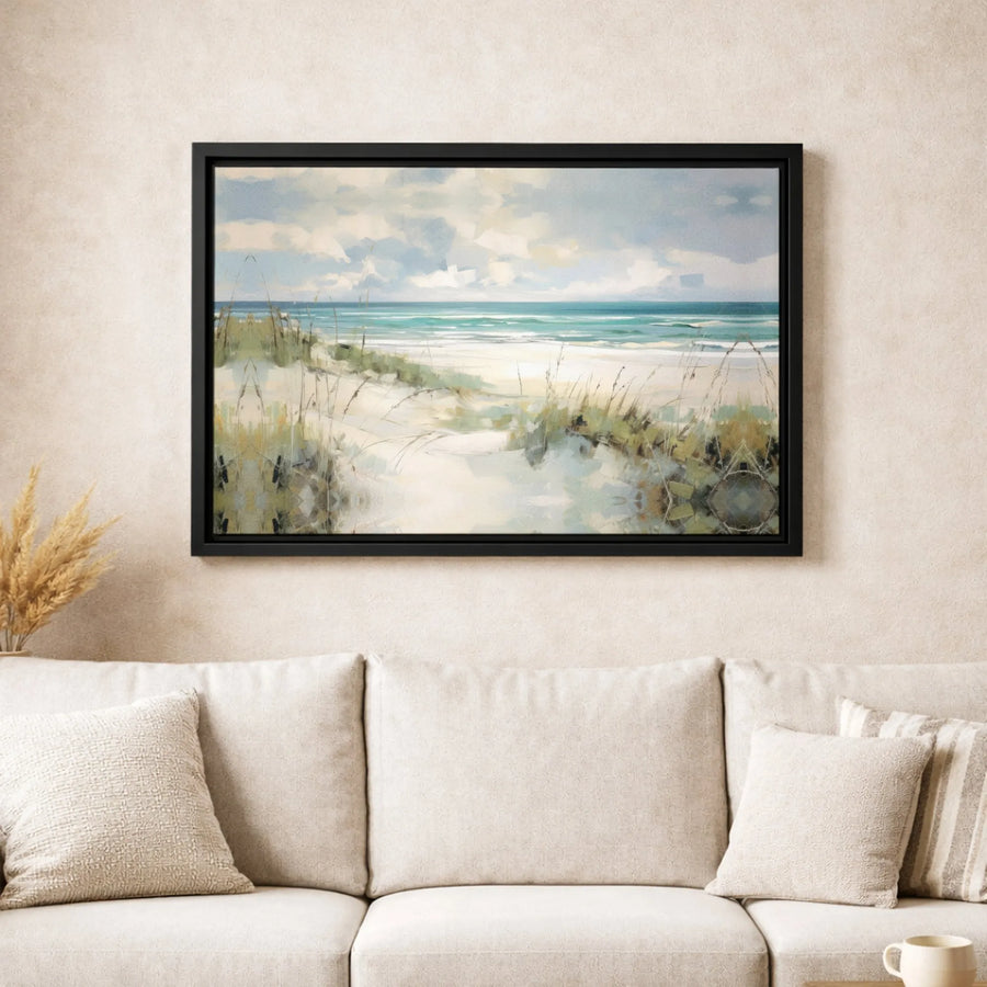 Coastal Beach Canvas Wall Art | Impressionist Sand Dunes Landscape | Premium Gallery-Wrapped Print | Modern Home Decor Gift