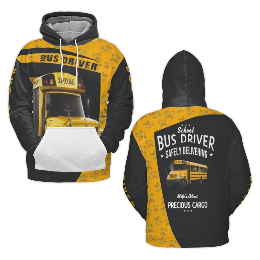 School Bus Driver Hoodie | Precious Cargo Graphic Print | Premium Polyester Fleece | Gift For Driver Appreciation