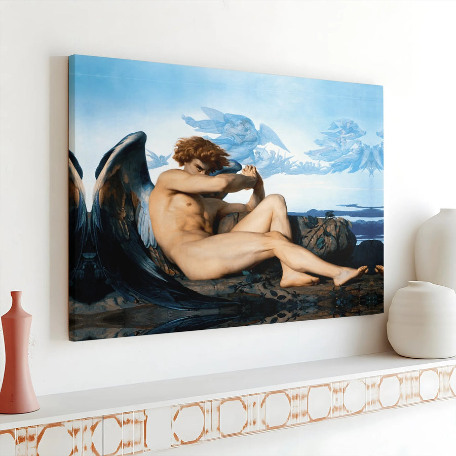 The Fallen Angel Canvas Print | Alexandre Cabanel Fine Art Reproduction | Gallery Wrapped Premium Wall Decor | Moody Romanticism Masterpiece Gift