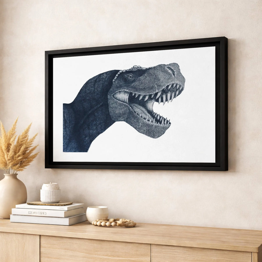 T-Rex Wall Art Canvas | Detailed Dinosaur Sketch Print | Premium Gallery Wrapped Decor | Gift for Dinosaur Lover and Paleontology Enthusiast