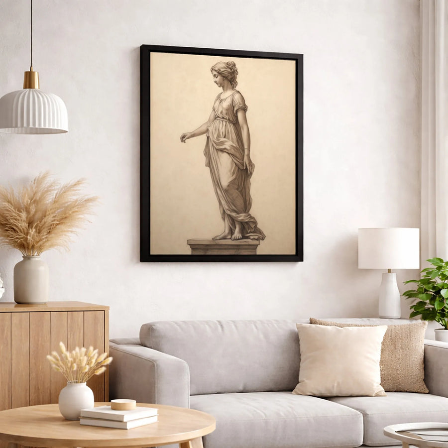 Classical Greek Woman Statue Canvas | Renaissance Sketch Art | Premium Fade-Resistant Wall Decor | Sophisticated Home Office Gift