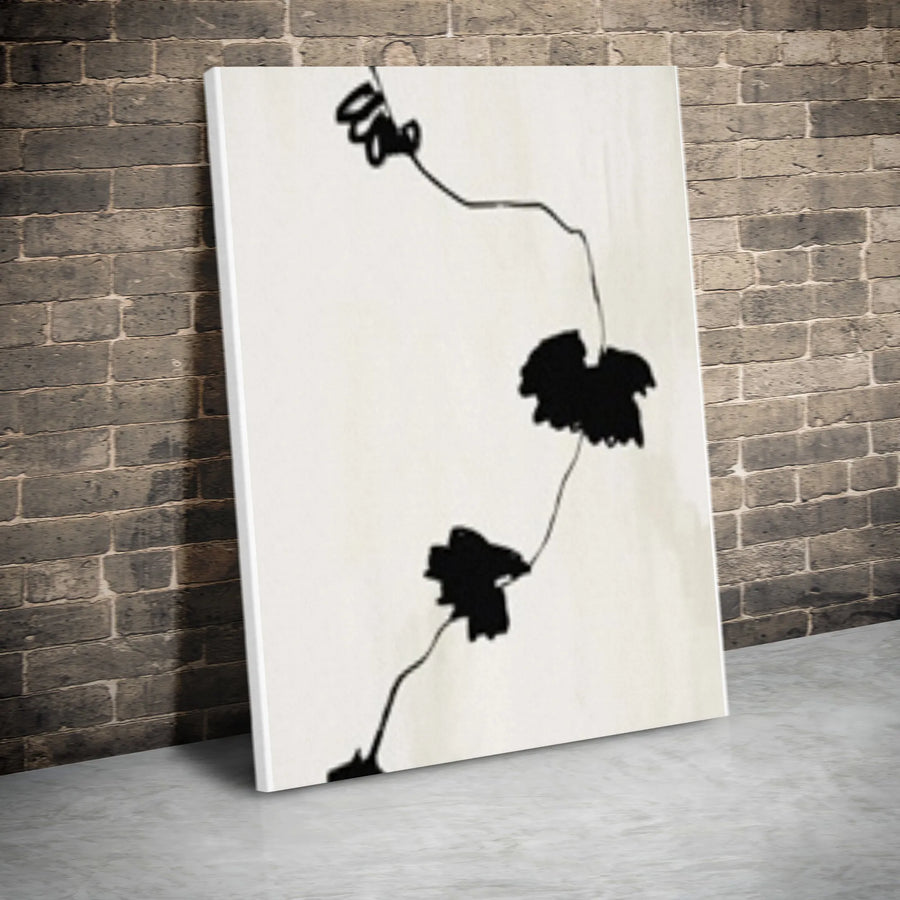 Abstract Botanical Silhouette Canvas Print | Modern Black and White Plant Shadow Art | Premium Fade-Resistant Print | Gift for Modern Home Decor
