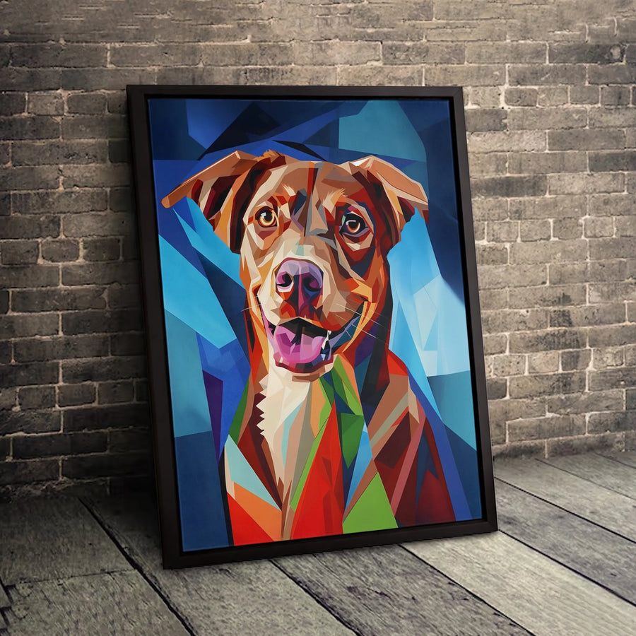 Geometric Dog Wall Art | Abstract Colorful Pet Portrait | Premium Gallery-Wrapped Canvas | Modern Animal Lover Home Decor Gift
