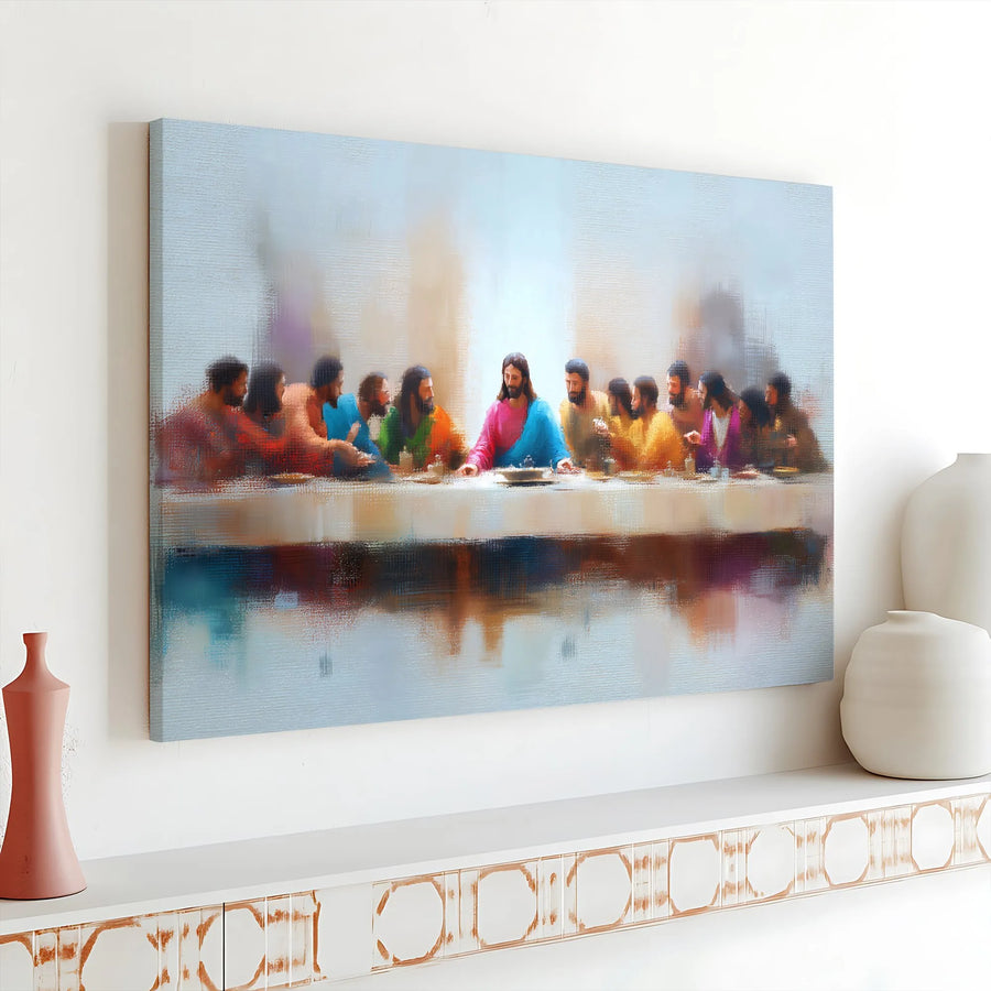 The Last Supper Canvas Print | Abstract Impressionist Religious Wall Art | 1.25 Inch Gallery Wrap | Christian Home Decor Gift