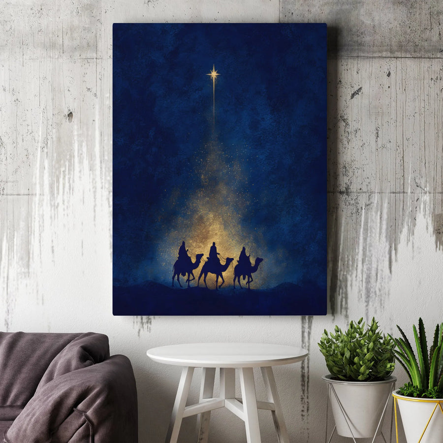 Three Wise Men Canvas Art | Nativity Star of Bethlehem Wall Decor | Gallery Wrapped Premium Canvas | Religious Christmas Holiday Home Gift