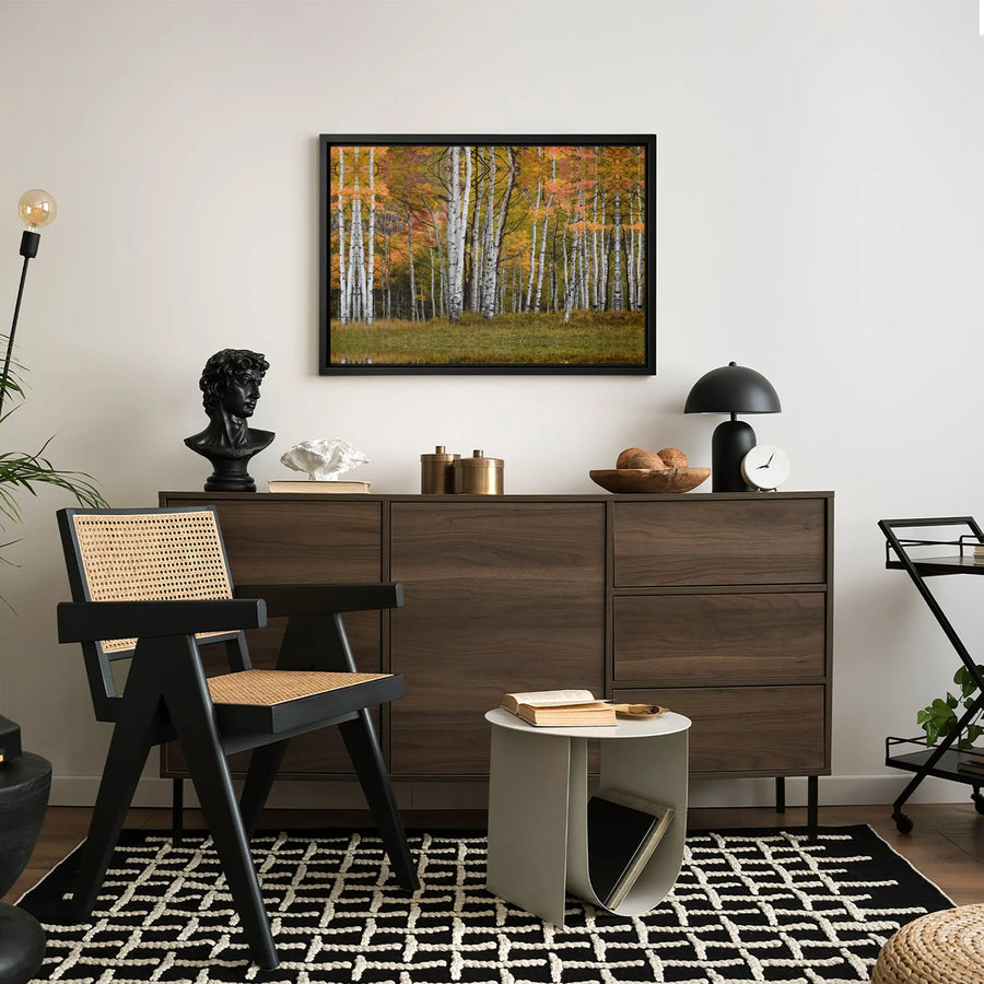 Autumn Aspen Forest Canvas Print | Golden Yellow Fall Tree Landscape | Gallery-Quality 1.25 Inch Wrap | Nature Wall Art for Living Room Decor
