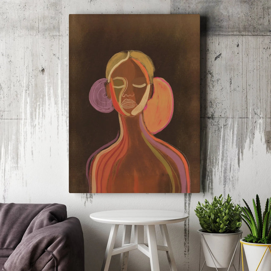 Abstract Woman Portrait Canvas | Modern Colorful Line Art | Premium Thick Gallery Wrap | Boho Wall Decor Gift for Her