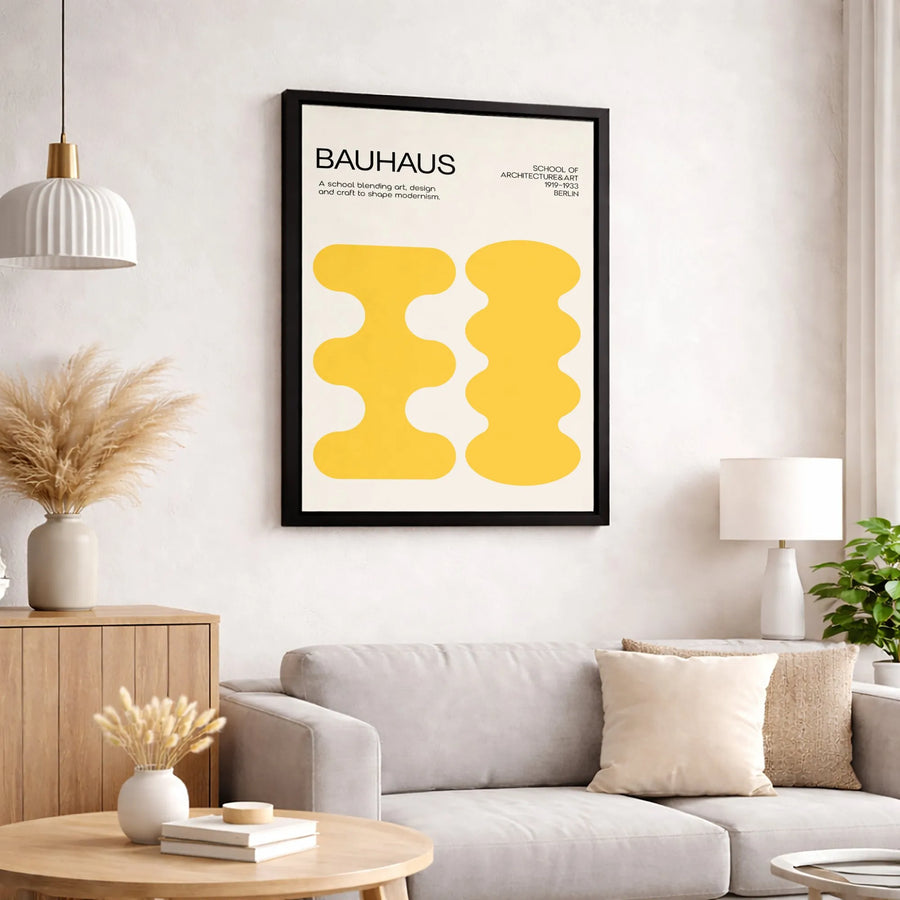 Bauhaus Wall Art Poster | Mid-Century Modern Abstract Shapes | Premium 1.25-Inch Canvas Print | Minimalist Decor For Home And Office