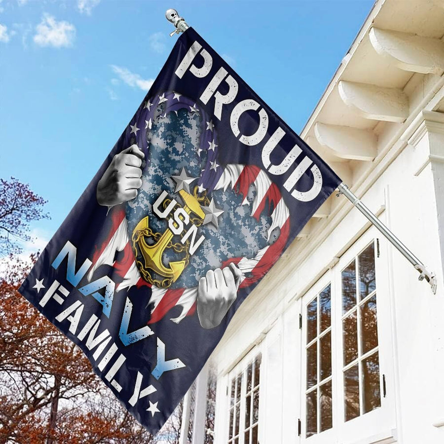 Proud Navy Family Garden Flag | USN Anchor Military Pride Decor | Weather-Resistant Premium Polyester | Patriotic Gift for Sailor Families