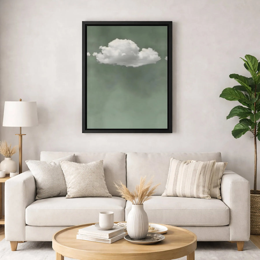 Minimalist Cloud Wall Art | Sage Green Abstract Canvas Print | Premium Gallery Wrap Decor | Modern Living Room Gift